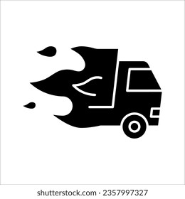 Fast shipping delivery truck flat vector icon for apps and websites, express delivery, quick move, vector illustration on white background
