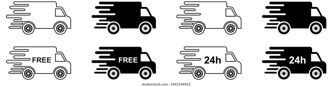 Fast shipping delivery truck flat vector icon for apps and websites