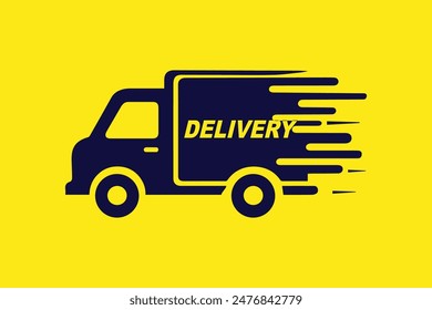 Fast shipping delivery truck flat vector icon for apps and websites