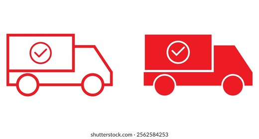 Fast shipping delivery truck flat vector icon for apps and websites