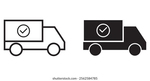 Fast shipping delivery truck flat vector icon for apps and websites