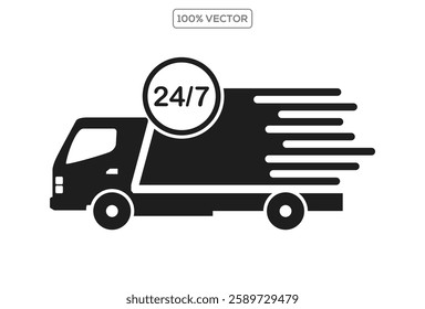 Fast shipping delivery truck flat icon for apps and websites.vector icons illustration stock