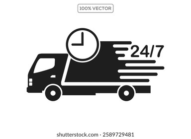 Fast shipping delivery truck flat icon for websites.vector icons illustration stock