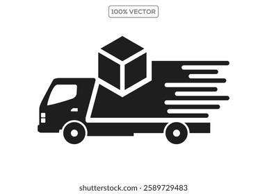 Fast shipping delivery truck flat icon. vector icons illustration stock