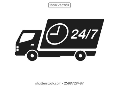 Fast shipping delivery truck flat icon for apps.vector icons illustration stock