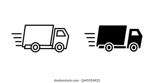 Fast shipping delivery truck flat Icon set. Symbol isolated on white background. vector illustration.
