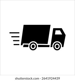 Fast shipping delivery truck flat Icon. Symbol isolated on white background. vector illustration.