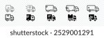 Fast shipping delivery truck icon set. Delivery truck icon. fast delivery icons, Lorry truck delivering food vector line icon, Shipping fast delivery icon