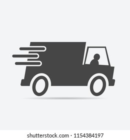 Fast shipping delivery truck icon flat style isolated on background. Fast shipping delivery truck sign symbol for web site and app design.