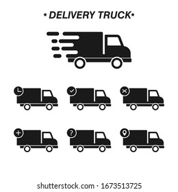 Fast shipping delivery truck icon Set, vector Illustration