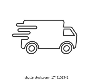 Schnelle Lieferung LKW Symbol Form. Logo-Zeichen für Webspeicher. Vector Illustrationsbild. Auf weißem Hintergrund isoliert.