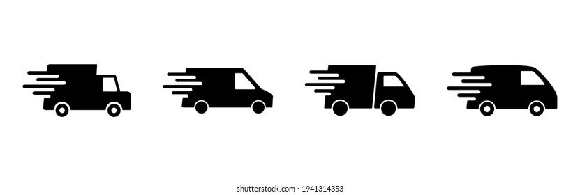 Fast shipping delivery truck icon set. Delivery truck icon. fast delivery icon