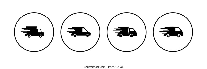Fast shipping delivery truck icon set. Delivery truck icon. fast delivery icon