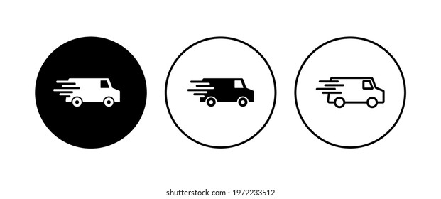 Fast shipping delivery truck icon set. Delivery truck icon. fast delivery icon