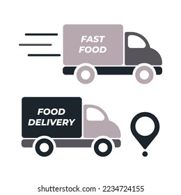 Fast shipping delivery truck icon set. Delivery truck icon. Fast delivery
