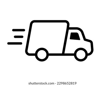 Fast shipping delivery truck icon. Express delivery. Freight transportation icon. Transport fast delivery symbol. Transportation icon in outline style. Vector illustration	
