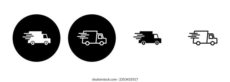 Fast shipping delivery truck icon set. Delivery truck icon. fast delivery icon