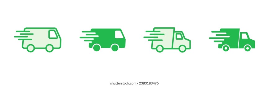 Fast shipping delivery truck icon set. Delivery truck icon. fast delivery icon