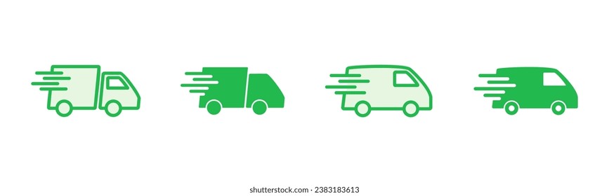 Fast shipping delivery truck icon set. Delivery truck icon. fast delivery icon