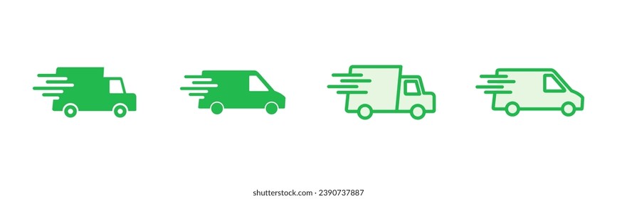 Fast shipping delivery truck icon set. Delivery truck icon. fast delivery icon