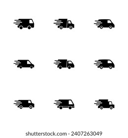 Fast shipping delivery truck icon set. Delivery truck icon. fast delivery icon