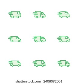 Fast shipping delivery truck icon set. Delivery truck icon. fast delivery icon