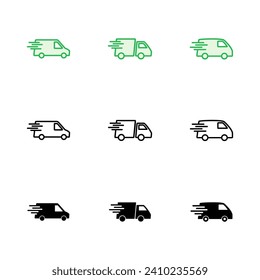 Fast shipping delivery truck icon set. Delivery truck icon. fast delivery icon
