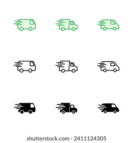 Fast shipping delivery truck icon set. Delivery truck icon. fast delivery icon