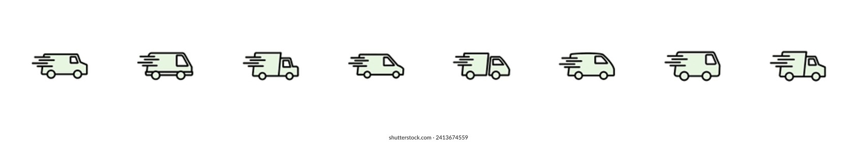 Fast shipping delivery truck icon set. Delivery truck icon. fast delivery icon