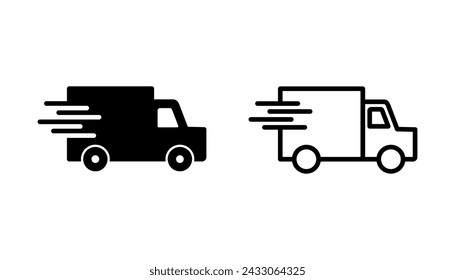 Fast shipping delivery truck icon set. Delivery truck icon. fast delivery icon