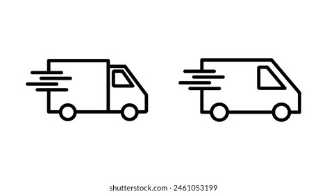Conjunto de iconos de camión de entrega de envío rápido. Icono de camión de reparto. Icono de entrega rápida