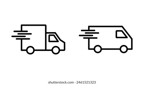 Fast shipping delivery truck icon set. Delivery truck icon. fast delivery icon
