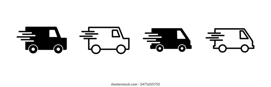 Fast shipping delivery truck icon set. Delivery truck icon. fast delivery icon