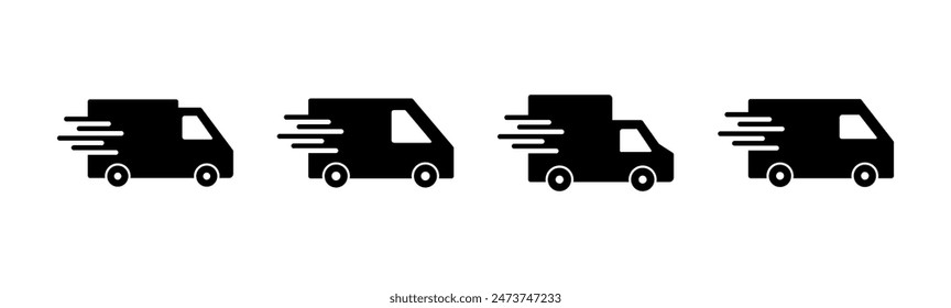 Fast shipping delivery truck icon set. Delivery truck icon. fast delivery icon