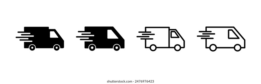 Fast shipping delivery truck icon set. Delivery truck icon. fast delivery icon