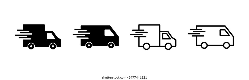 Fast shipping delivery truck icon set. Delivery truck icon. fast delivery icon