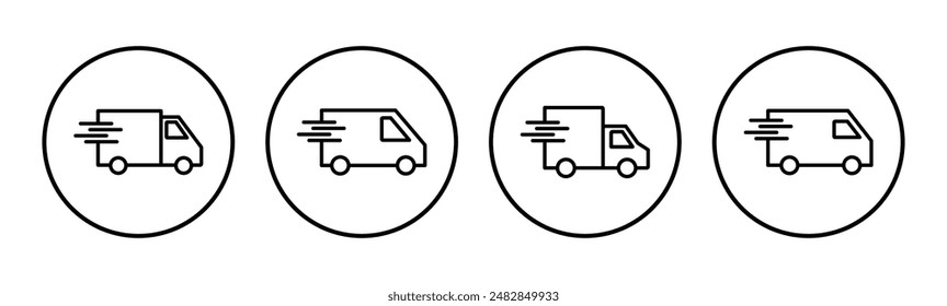 Fast shipping delivery truck icon set. Delivery truck icon. fast delivery icon