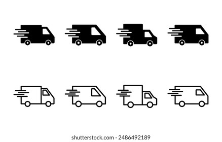 Fast shipping delivery truck icon set. Delivery truck icon. fast delivery icon