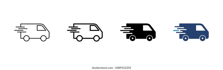 Fast shipping delivery truck icon set. Delivery truck icon. fast delivery icon