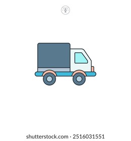 Fast shipping delivery truck icon symbol vector illustration isolated on white background