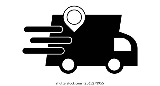 Fast shipping delivery truck icon set. Fast moving shipping delivery truck. vector illustration eps 10.