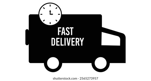 Fast shipping delivery truck icon set. Fast moving shipping delivery truck. vector illustration eps 10.