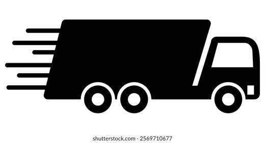 Fast shipping delivery truck icon set. fast delivery icon.  Fast moving van symbol. Shipping car sign. Express delivery.  Logistic trucking sign.  Express delivery trucks. Design EPS 10