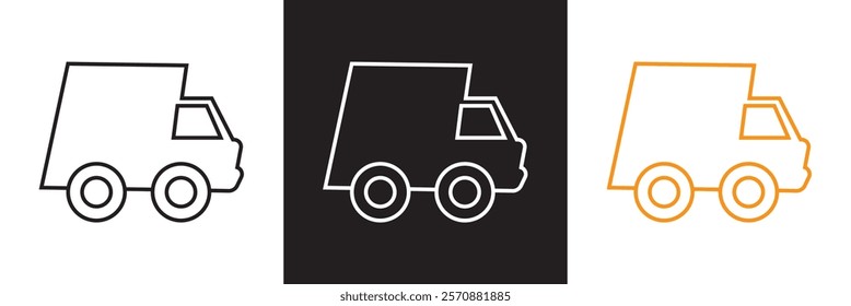 Fast shipping delivery truck icon set. isolated on white and black background. vector illustration. EPS 10