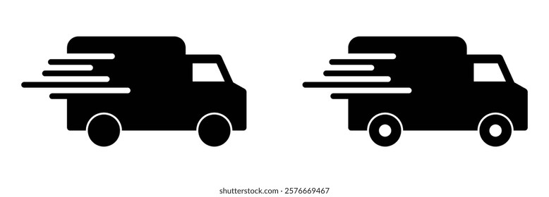 Fast shipping delivery truck icon. Quick delivery truck icon. Shipping delivery truck icon vector. Flat style fast shipping delivery truck icon for business use.