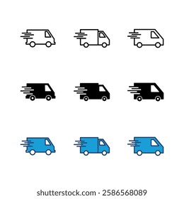 Fast shipping delivery truck icon set. Delivery truck icon. fast delivery icon