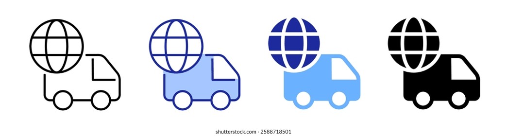 Fast shipping delivery truck icon set. Express Delivery truck icon. Blue and Black fast delivery Vector icon