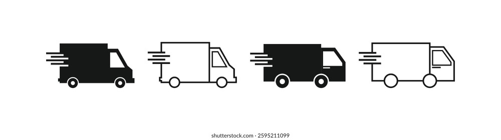 Fast shipping delivery truck icon set. Delivery truck icon. fast delivery icon.