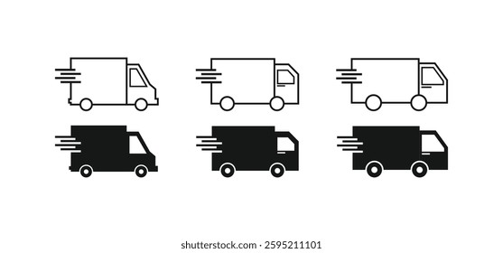 Fast shipping delivery truck icon set. Delivery truck icon. fast delivery icon.