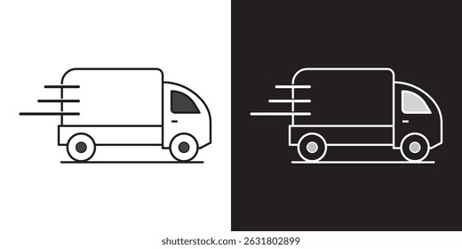 Fast shipping delivery truck icon set. Delivery truck icon. fast delivery icon, Delivery Car Icon Black and White Vector Graphic